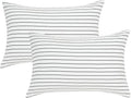 JELLYMONI 100% Natural Cotton Striped King Pillowcases Set, 2 Pack White with Thin Black Stripes Pattern Printed Pillow Covers with Envelope Closure (Pillows are not Included)