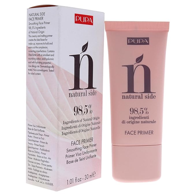 PUPA Milano Natural Side Face Primer - Smoothing Makeup Base For Face - Contains Natural Ingredients - To Nourish And Perfect The Skin - Creates A Perfect Canvas For Any Face Products - 1.01 Oz
