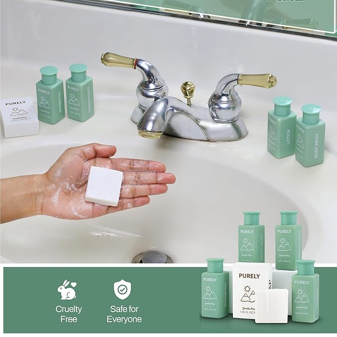 150‑Piece Bulk Travel Toiletries Set | Hotel & Airbnb Essentials | 1.3 oz Bottles (30 Shampoo, 30 Conditioner, 30 Body Wash, 30 Lotion, 30 Bar Soap) | Guest Bathroom Supplies + Homeless Outreach