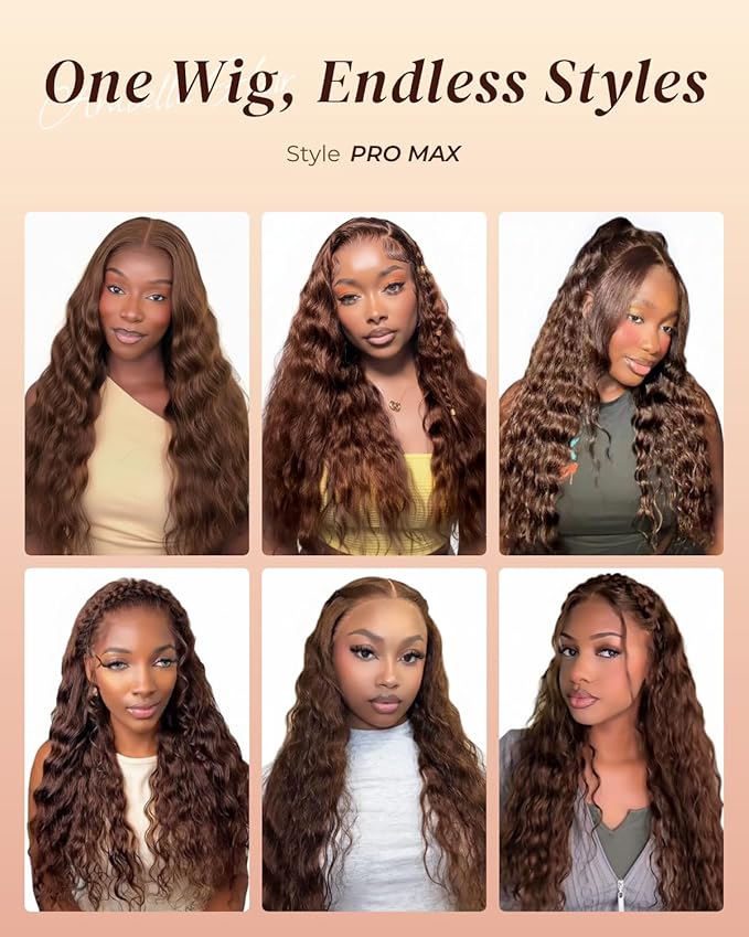Arabella Chocolate Brown Deep Curly Lace Front Wigs Human Hair 13x6 HD Lace Frontal Wigs Curly Human Hair Brown Glueless Wig For Women Pre Plucked with Natural Hairline 20 Inch