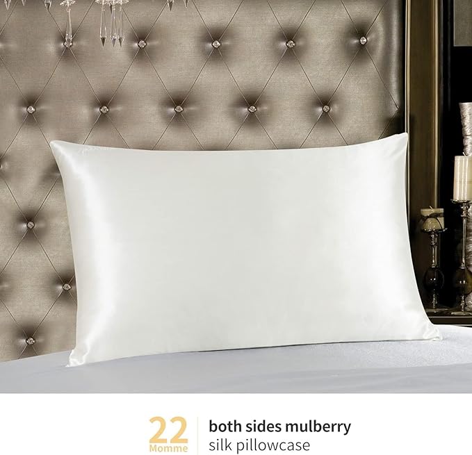ZIMASILK 22 Momme Silk Pillowcase for Hair and Skin - 100% Pure Mulberry Silk with Hidden Zipper, Grade 6A Luxury Pillow Case for Women, Soft & Durable, Gift Box (King 20''x36''Ivory)