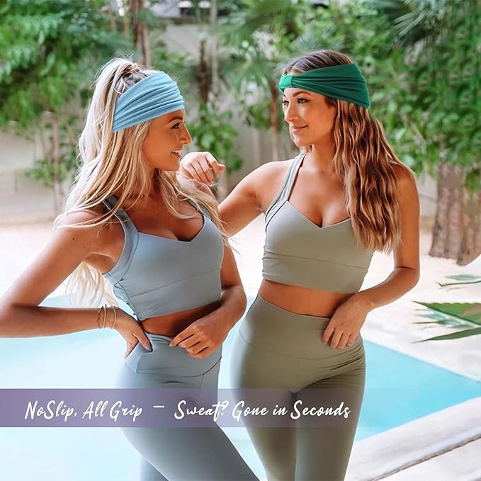 Wide Headbands for Women Knotted No Slip Head Bands Soft Turban Headband Hair Accessories Boho African Solid Color Head Wraps for Women Yoga Workout Pack of 6