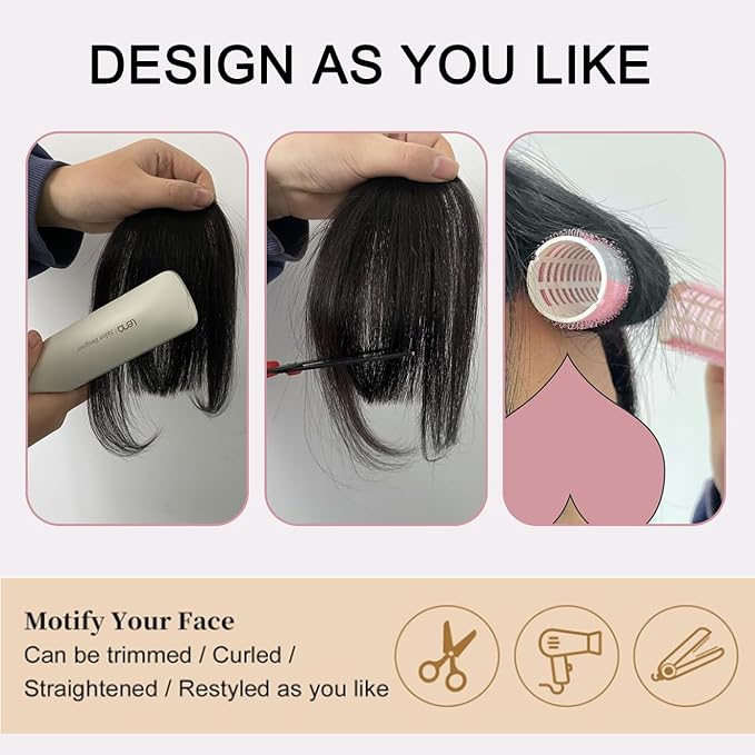 ORIGEN Clip in Bangs Real Human Hair Clip on Wispy Bangs Fringe with Temples Hairpieces Fake Front Bangs Extensions for Women Ice Blonde Color