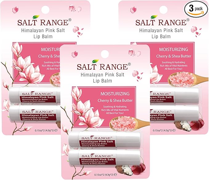 Natural Solution Lip Balm, Formulated with Cherry & Organic Shea Butter, Moisturizing Lip Care Multipack, Hydrating Moisturizer for Dry Lips, Organic Chapstick- 3 Count,6 Pieces