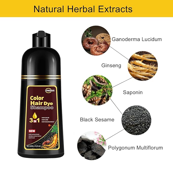 Instant Coffee Hair Dye Shampoo 3 In 1, Coffee Brown Hair Color Shampoo for Women & Men, Natural Hair Dye Shampoo Herbal Brown Shampoo Colors in Minutes 500ML