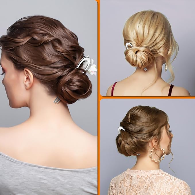 French Pin Hair Clip for Women - Elegant & Durable Metal U-Shaped Hair Pin for Updos, Bun, Chignon & Twist, Secure Hold All Day, Comfortable Fit, Ideal Gift for Her 1pc (Silver)