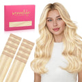 WENNALIFE Tape in Hair Extensions Human Hair Balayage Light Wheat Platinum Blonde Tape in Extensions, 10pcs 20g 12 inch Remy Invisible Tape Ins Straight Colored Soft Real Human Hair Tape in Extensions