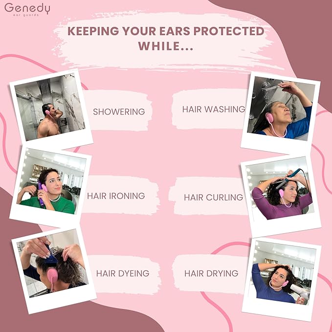 Ear Covers for Shower, Heat and Hair Dye Protection - Black - Waterproof Ear Covers for Washing Hair - Reusable Silicone Ear Caps For Hair Dye - Ear Protectors From Heat Styling and Dryer