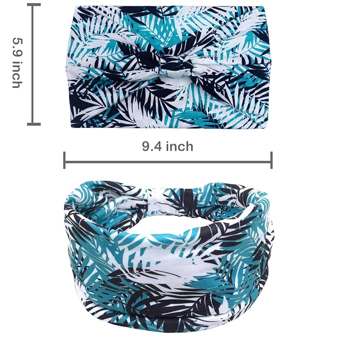 IVARYSS Wide Headbands for Women, Knotted Head Wraps Turbans, Large African Style Head Bands Hair Accessories, 6 Pack (Floral)