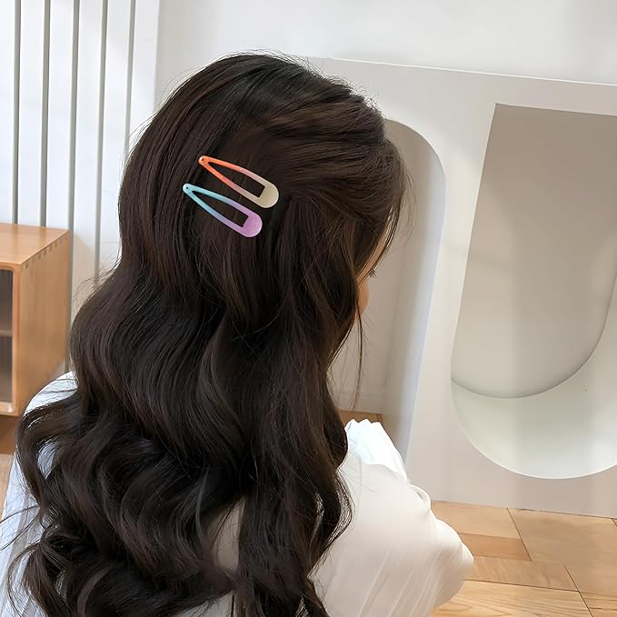20 PCS Metal Snap Hair Clips Water Drop No Slip Barrettes for Women Bright Small Hair Clips For Thick And Thin Fine Hair,Assorted Colors,1.97 x 0.5 In.