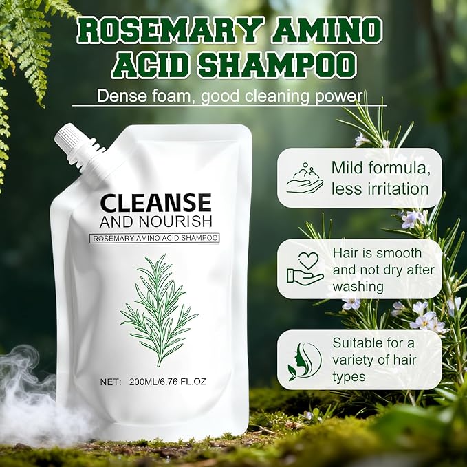 Rosemary Amino Acid Shampoo,Hair Growth Shampoo for Thinning Hair Women and Men Hair Loss,Rosemary Shampoos,Controls Oily,Strengthen Scalp with Natural formula 6.76 fl.oz- 2 Packs (200ML)
