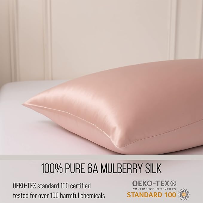 Bella Coterie Luxury Silk Pillowcase for Hair and Skin | 30 Momme | 100% Pure 6A Mulberry Silk | Super Soft | Perfectly Plush [Standard, Dusty Rose]