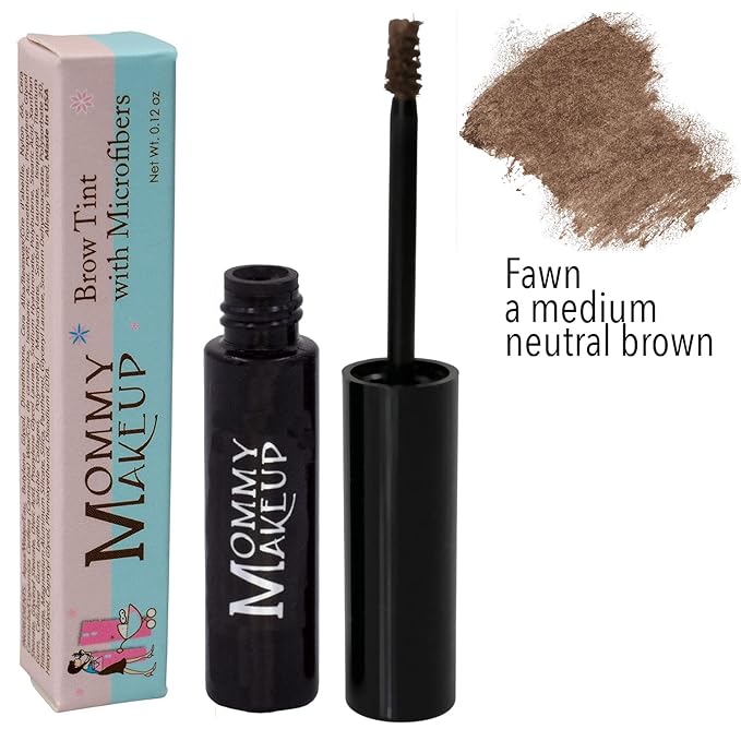 Brow Tint with Microfibers - 4-in-1 Tinted Eyebrow Gel to Groom, Hold, Sculpt & Color Your Brows, Covers Gray Hair - Water Resistant, Clump-Free, Long Lasting (Fawn) by Mommy Makeup