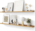 Solid Ash Wood Picture Ledge Shelf, Floating Shelves Set of 2, 56 Inch Long Large Ledge Shelves, Nursery Book Shelves Wall Mounted for Living Room Bedroom Kitchen Decor Kids Bookshelf, Natural