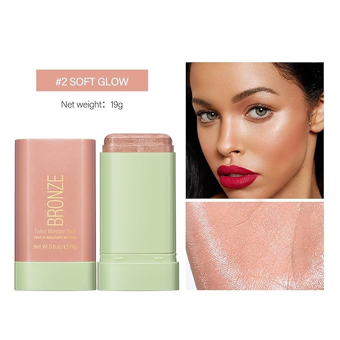 Blush Stick, Cream Blush Stick for Cheeks & Lips, Blendable Long-Lasting Multi-Use Contour Stick & Highlighter Makeup (SOFT GLOW)