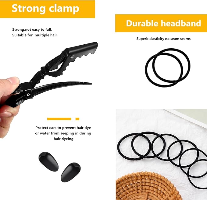 26PCS Hair Dye Coloring Kit, Professional Hair Bleach Kit, Hair Coloring Products, Gloves, Storage Bag, Rubber Band, Ear Cap, Mixing Spoon, Shawl, Clips, Brush, Bowl, Black