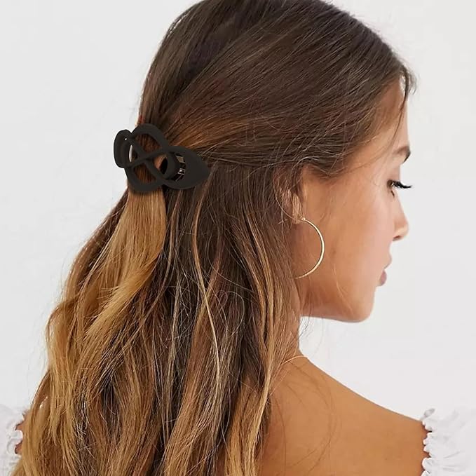 Hair Barrettes for Women 4packs Hair Clips French Barrette Khaki and Black Clip Stylish Accessories for Women Girls