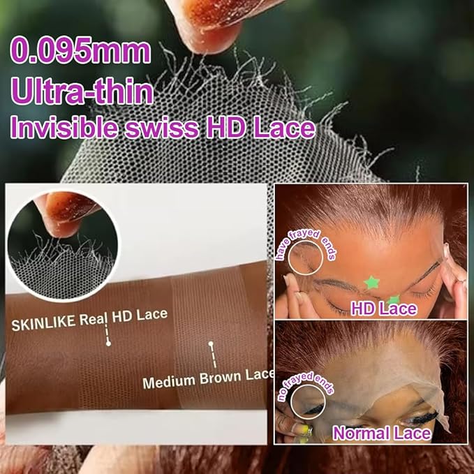 250% Density 13x6 FULL SKINLIKE HD Chocolate Brown Deep Curly lace front wigs Pre Plucked Real 0.10mm Ultra-thin Invisible Water Wave HD Lace Front Wigs Human Hair Small Knots Full Virgin Hair24 Inch