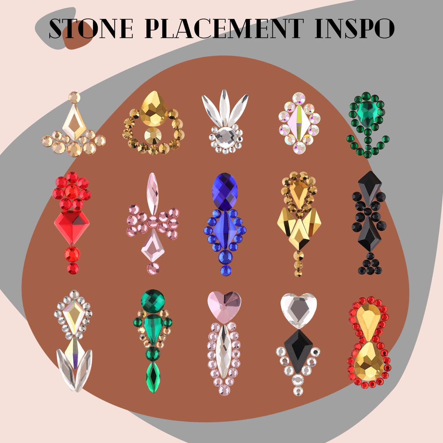 3220Pcs Champagne Gold Glass Nail Rhinestones 120Pcs Multi Shapes Flatback Nail Gems +3100Pcs 1.5-4mm Round Crystal with Rhinestones Glue Gel, Manicure Nail Charms Diamond Gemstone for Nail Art