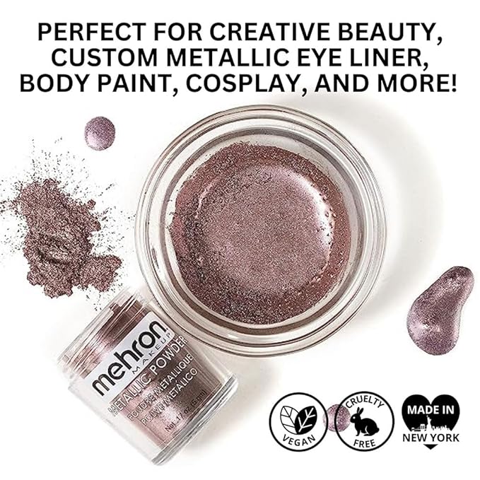 Mehron Makeup Metallic Powder (.17 oz) with Mixing Liquid (1 oz) (ROSE GOLD)