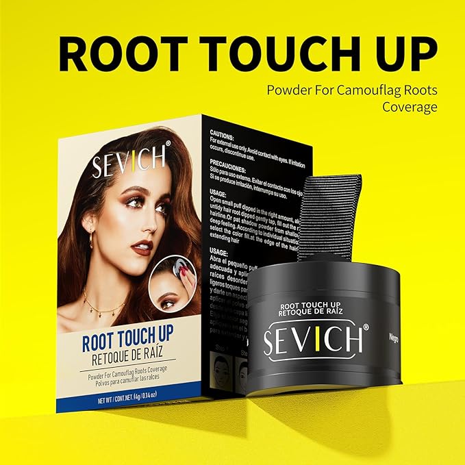 Sevich Hairline Powder - Root Touch Up Instantly Hair Color for Thinning Gray Coverage - Bald Spot Concealing Hair Powder for Women & Men - 48Hour Waterproof & Sweatproof - Light Brown
