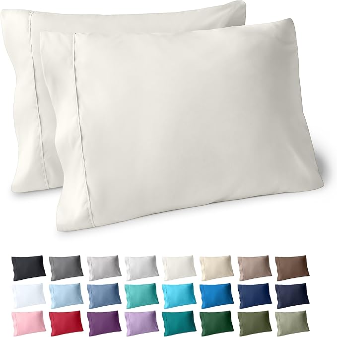 Bare Home Microfiber Pillow Cases - Standard/Queen Size Set of 2 - Cooling Pillowcases - Double Brushed - Ivory Pillowcases 2 Pack - Easy Care (Standard Pillowcase Set of 2, Ivory)