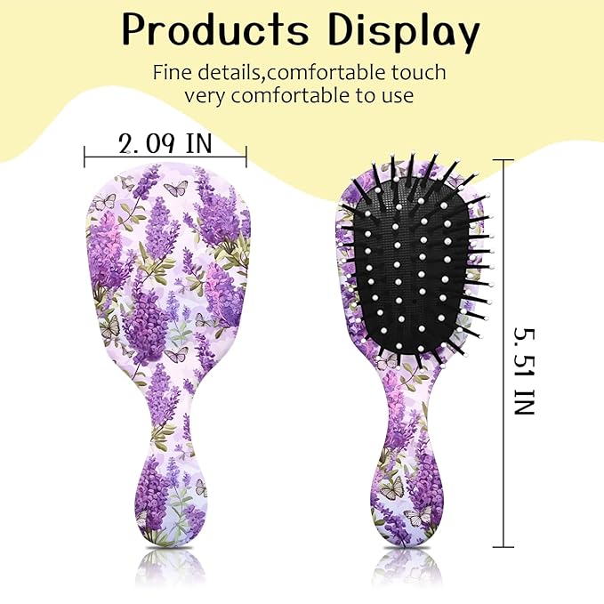Mini Hair Brush,Cute Detangling Travel Hair Brush,Soft Bristles for Effortless Tangle Removal,Detangler Hairbrush for Women Men Boys Girls Kids Wet Dry All Hair Types (Purple Lavender, Mini)