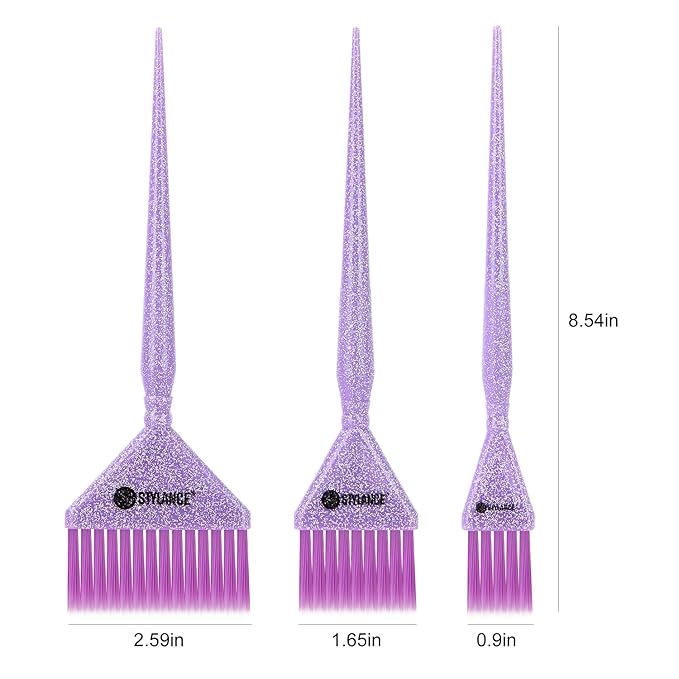 3 Pieces Hair Color Brush Kit, Balayage Tint Brush, Soft Bristles- Hair Dyeing Brushes, for Salon Hairdresser (Purple)