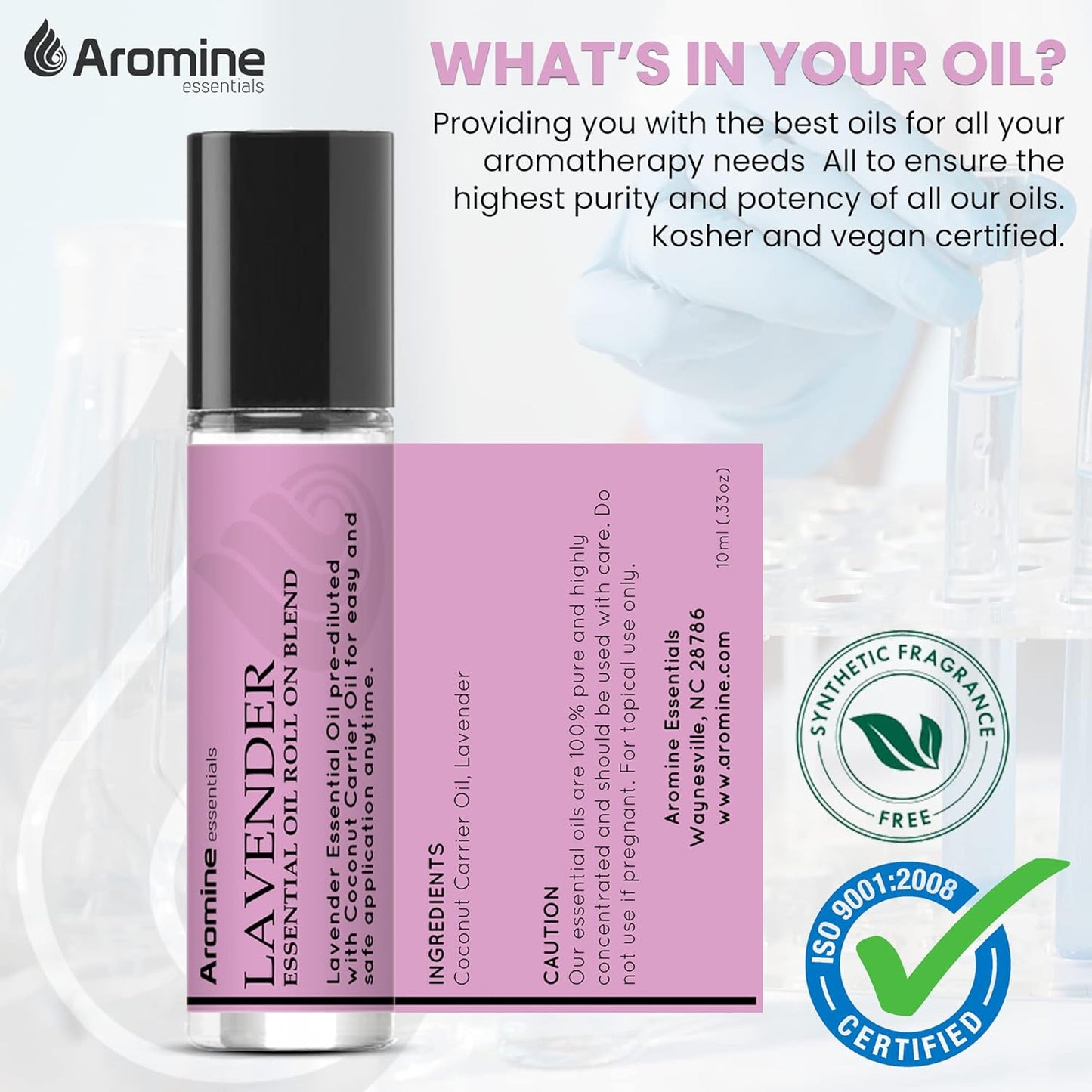 Lavender Essential Oil Roll On, Pre-Diluted 10ml (Pack of 2). Premium Quality, Therapeutic Grade Topical Ready Aromatherapy Oil