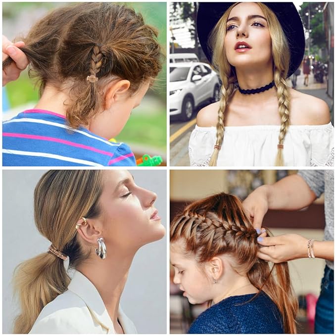 DIYDEC 10PCS Hair Ties Bracelet for Women 5 Styles Soft Braided Boho Hair Bands Elastic No Damage Hair Ties for Girls thick Thin Long Curly Hair Accessories(Beige and light coffee)