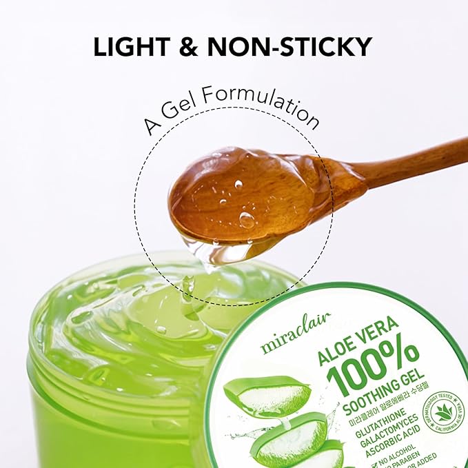 Aloe Vera Gel for Face, Skin, Hair & Sunburn Relief, Made with 100% Pure Aloe Gel for All Skin Types. Made in Korea. 300ml (10.1fl.oz) (1)