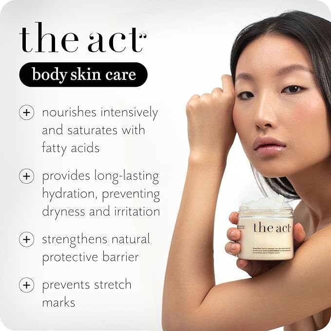 THE ACT Solid Coconut Body Butter – Organic Vegan Moisturizer with Shea & Almond Oils – Melts in Hands – Massage Balm for Dry Skin – Natural Skincare for Women & Men – 6 oz with Spatula