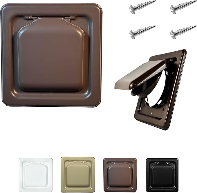 NO-PEST VENT MetalGuard, Dual Door Dryer Vent Cover Outdoor 4 Inch, Powder-Coated Heavy Duty Steel, Pest Proof, Rust Resistant, Safe & Efficient Vent Cap (Brown, STEEL 4" W/O Duct Tube)