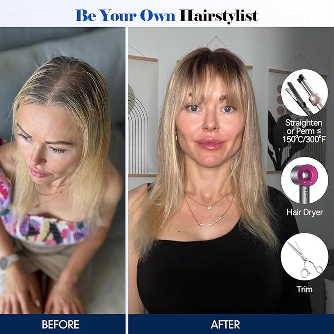 HAIRCUBE Hair Toppers For Women With Thinning 5"*5" Large Base Real Hair Toppers For Women, 14 Inch For Hand-Woven, 60g, Silk, Natural, realistic, Use Daily, Hairloss, Blonde Mixed Brown, with bangs