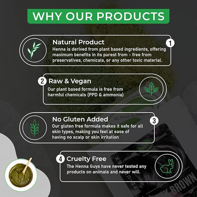 1 Pack Of Dark Brown Henna Hair & Beard Color/Dye 150 Grams - Natural Hair Color, Plant-based Hair Dye - The Henna Guys