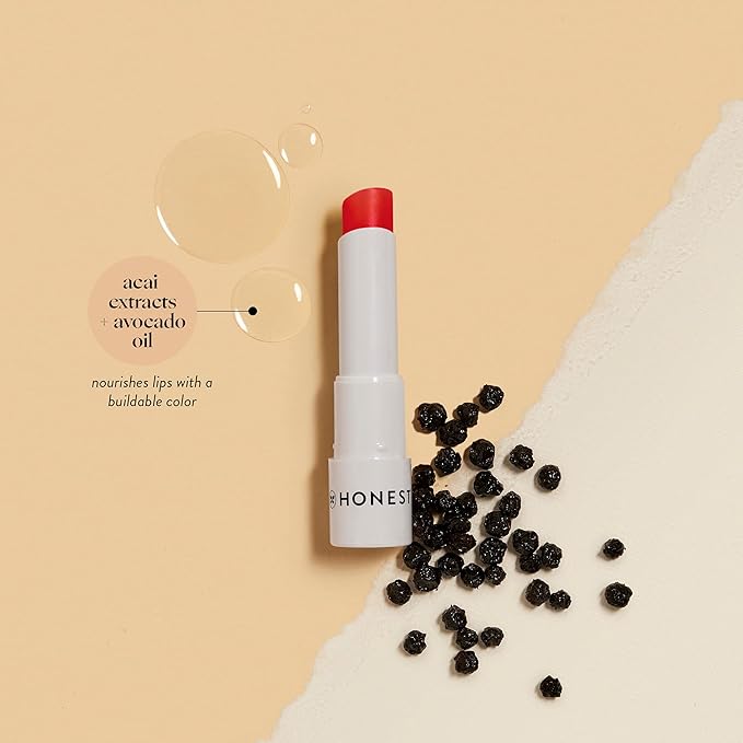 Honest Beauty Tinted Lip Balm | Antioxidant-rich Acai Extracts + Avocado Oil | EWG Certified, Vegan, Cruelty Free | Blood Orange
