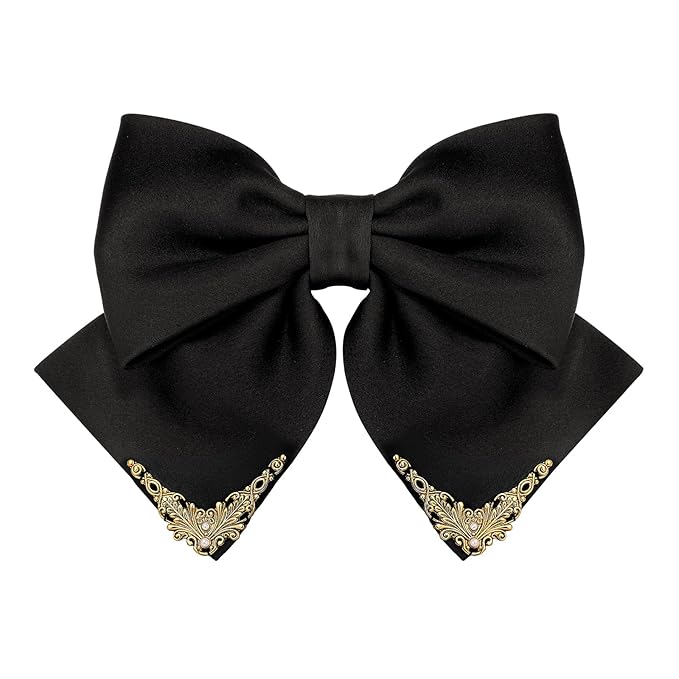 Vintage Palace Style Hair Barrette for women, SHE'S FREE STYLE JUST FOR YOU 14k Gold Plating Bow Hair Clip with Elegant Pearl, Retro Versailles Hair Accessories