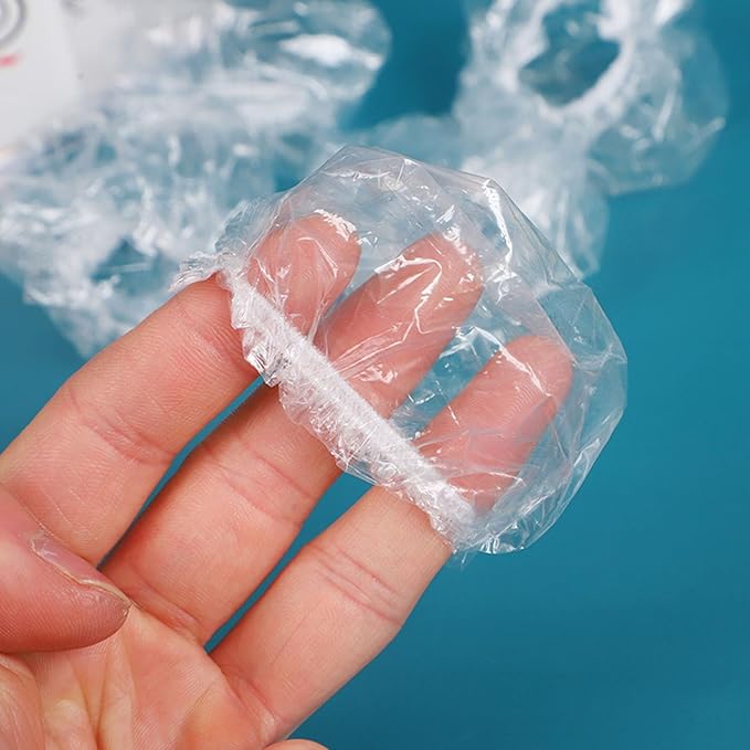400 Pack Disposable Waterproof Ear Covers, Little Shower Caps Hair Dye Ear Protectors for Shower, Swimming & Hair Dye - Elastic Clear Plastic Small Caps for Salon, Bathing, Travel, Adults & Daily Use