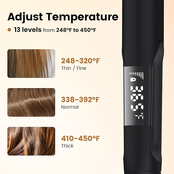 PRITECH Flat Iron Hair Straightener and Curler 2 in 1, Titanium Flat Iron with Negative Ions, Adjustable Temp(248℉-450℉) and Automatic Shut Off (Black)