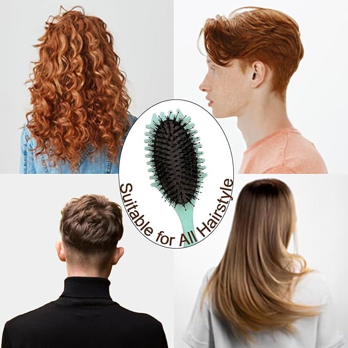 Curly Defining Brush, Curly Hair Styling Brushes Detangler Soft Bristle Hair Brush 1-Pack (Light Green)