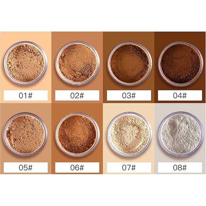 MAEPEOR Matte Setting Loose Powder 8 Colors Smooth and Lightweight Face Powder for Brightening and Setting Makeup with Face Puff (06 Mountain)