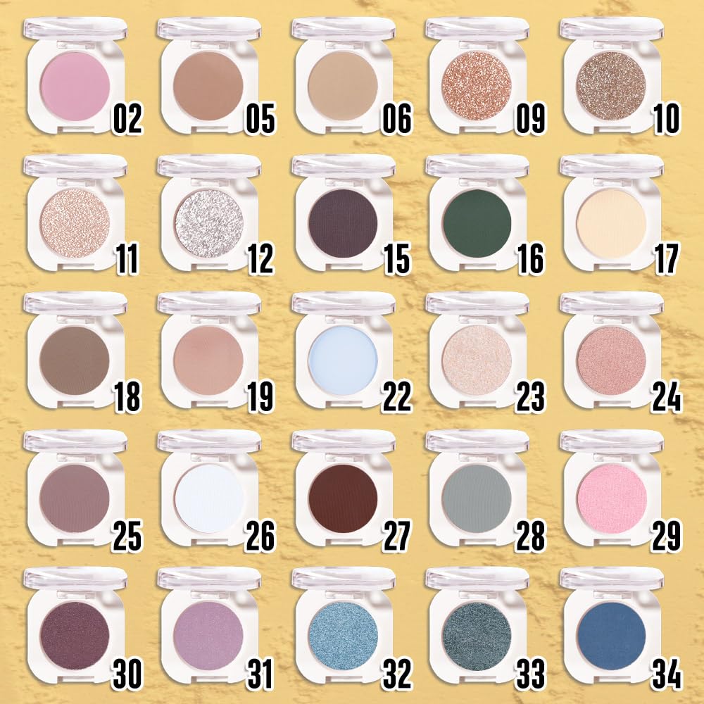 Single Glitter Shimmer Sparkle Eye shadow Palette Makeup, Nude Glitter Eyeshadow for Women, Monochrome Eye Shadow, Pigmented Waterproof Sombras Para Ojos, Vegan, Talc, Paraben & Cruelty Free, 10