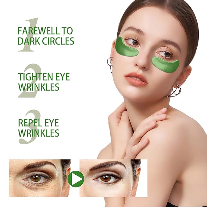 Seaweed Eye Mask, Under Eye Patches with Collagen & Hyaluronic Acid, Seaweed Eye Tightening Mask, Green Eye Gel Pads for Puffiness, Wrinkles, Dark Circles and Bags Under Eyes - 30 Pairs