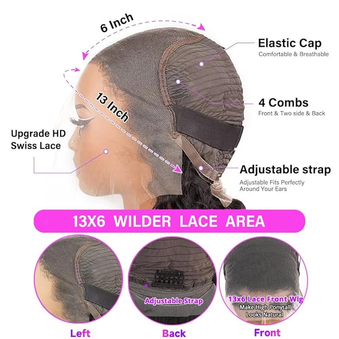 Body Wave 200 Density HD Lace Front Wigs Human Hair Pre Plucked 13x6 HD Transparent Lace Frontal Wigs Human Hair Glueless Human Hair Wigs for Black Women 16 Inch Body Wave Human Hair Wig