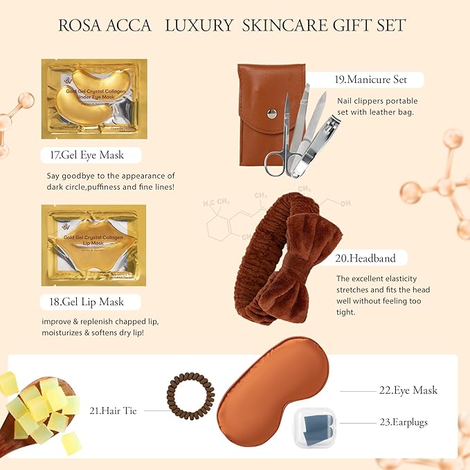 Christmas Gifts for Women, Coconut 32 Pcs Facial Skin Care Kit, Home Spa & Self-Care Gifts, Bath and Body, Lip Oil, Face Sheet Mask, Serum, Birthday, Valentines, Mother Day, All Occasion Present