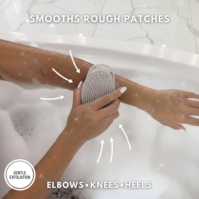 Exfoliating Body Scrubber Silicone - Textured Back Scrubber Shower Brush - Avilana Bath Loofah Alternative Dual Sided - Gentle Smoothing Body Wash Tool Rough Skin - Gift Women Men
