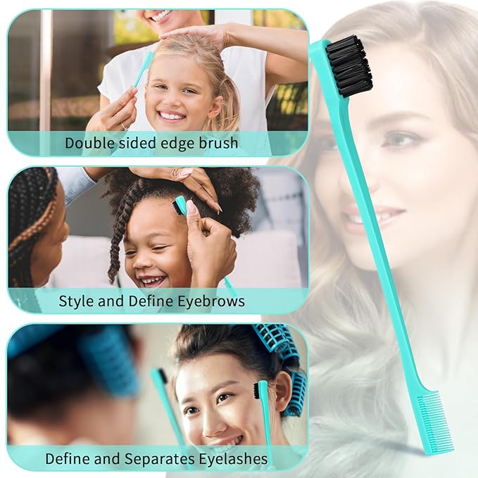 Hair Brush with Hair Styling Comb Set, Green (Curly Haired Individuals, Unisex, Hair Brush, Detangling, Metal)