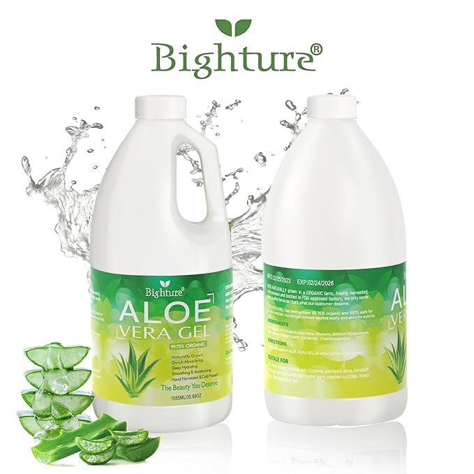 Aloe Vera Gel, 100% Aloe Vera Extracted from Freshly Cut Pure Aloe Leaves, Pure Aloe Vera Gel for Skin Care like Deeply Soothing, Firming, After Shave, Sunburn Relieve(Family Pack)