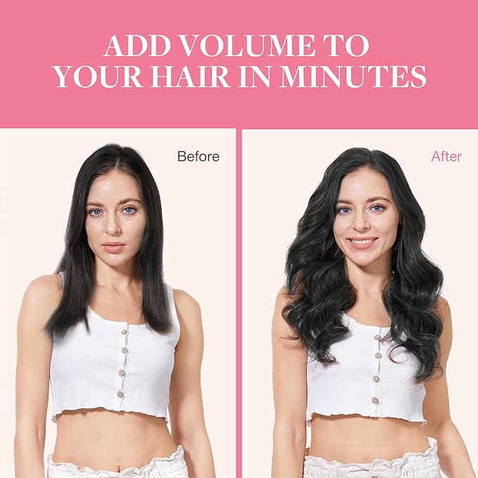 GOO GOO Clip in Hair Extensions Real Human Hair, Remy Human Hair Extensions Clip ins for Women, Natural Human Hair, 18inch 110g 7Pcs, 1B Natural black