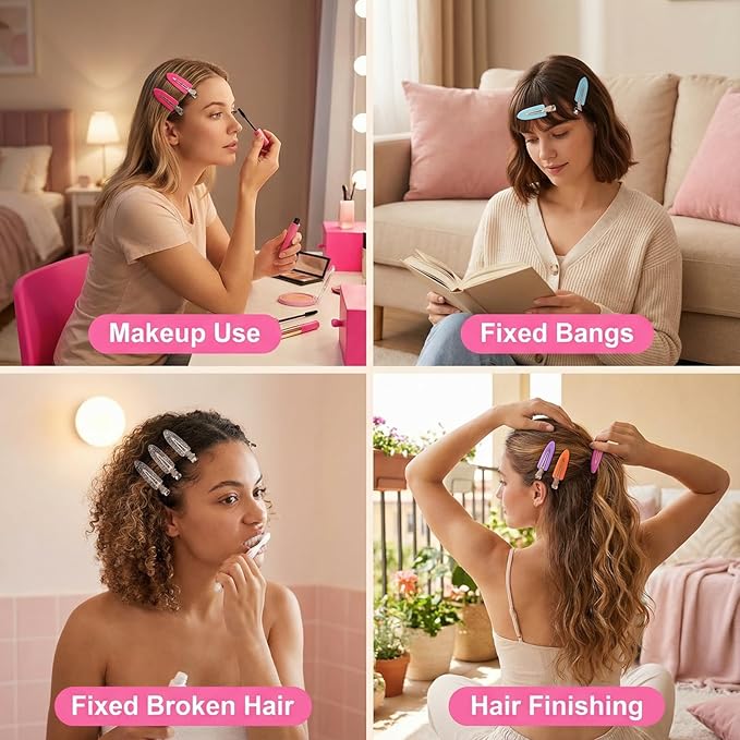 No Crease Hair Clips Makeup Pin Curl Clip Bulk 40Pcs Multicolor No Bend Dent Bang Creaseless Hair Clips for Makeup Application Bangs Hairpin Setting Pins Clip for Women Styling (Yellow)